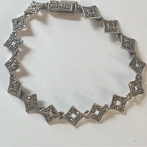 Sterling Silver and Marcasite Bracelet Diamond Shaped Links